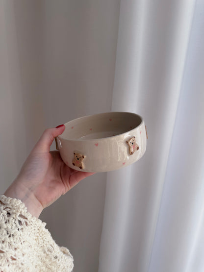 Bowl with brown teddy bears