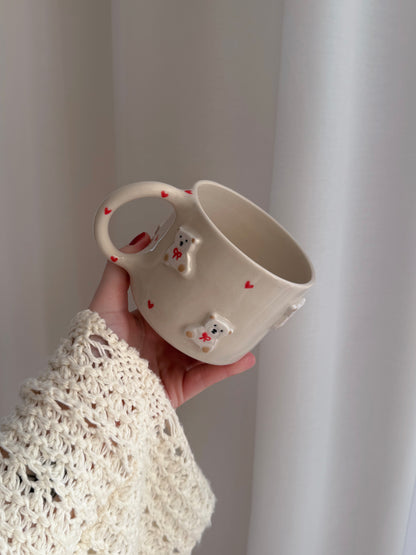 Mug with white teddy bears