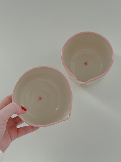 Matcha bowl with pink flowers