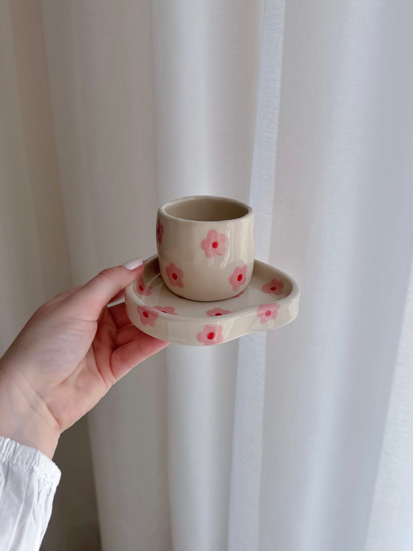 Espresso set z roza rožicami
