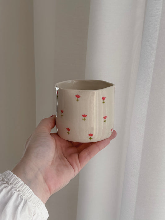 Cup with red tulips I