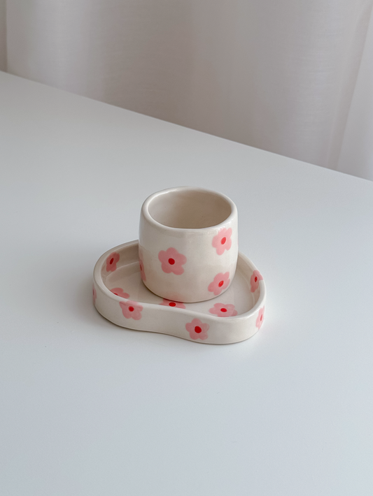 Espresso set z roza rožicami