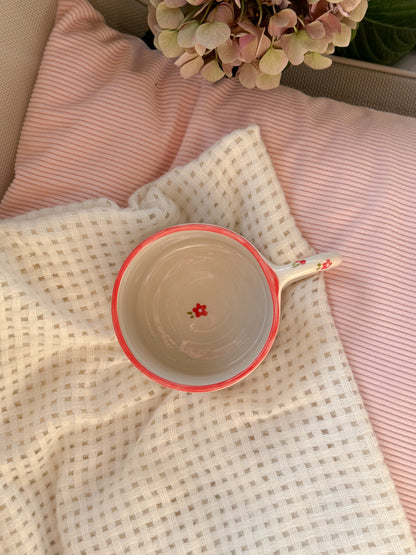 Mug with cherries and red flowers