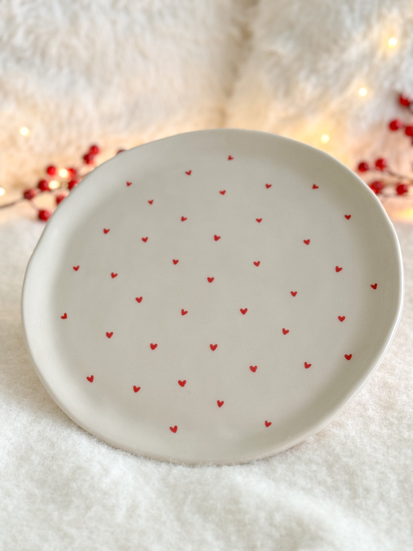 Plate with tiny hearts